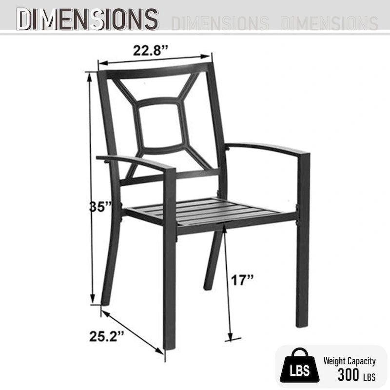 Ensemble repas d'extérieur pour 6 à 8 personnes MAISON ARTS, 6 ou 8 chaises empilables en métal, 1 table rectangulaire extensible