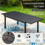 Ensemble repas d'extérieur pour 6 à 8 personnes MAISON ARTS, 6 ou 8 chaises empilables en métal, 1 table rectangulaire extensible