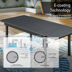 Ensemble repas d'extérieur pour 6 à 8 personnes MAISON ARTS, 6 ou 8 chaises empilables en métal, 1 table rectangulaire extensible