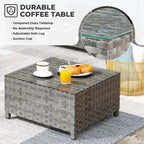 HOOOWOOO Ensemble de Meubles de Jardin Modulables en Rotin de 13 Pièces avec Fauteuil Pivotant