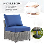 HOOOWOOO Ensemble de Meubles de Jardin Modulables en Rotin de 13 Pièces avec Fauteuil Pivotant