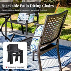 MAISON ARTS Ensemble de salle à manger d'extérieur 7/9 pièces avec 6 chaises à motif arrière amélioré en métal thermolaqué et 1 table extensible en métal