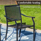 MAISON ARTS Ensemble de salle à manger d'extérieur 7/9 pièces avec 6 chaises à motif arrière amélioré en métal thermolaqué et 1 table extensible en métal
