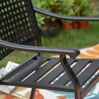 MAISON ARTS Ensemble de salle à manger d'extérieur 7/9 pièces avec 6 chaises à motif arrière amélioré en métal thermolaqué et 1 table extensible en métal