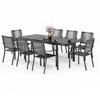 MAISON ARTS Ensemble de salle à manger d'extérieur 7/9 pièces avec 6 chaises à motif arrière amélioré en métal thermolaqué et 1 table extensible en métal