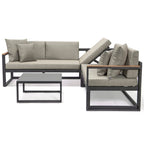 Ensemble sectionnel d'extérieur 3 pièces Chelsea en aluminium avec cadre noir pour patio, véranda et jardin