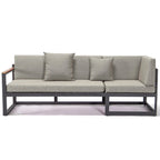 Ensemble sectionnel d'extérieur 3 pièces Chelsea en aluminium avec cadre noir pour patio, véranda et jardin