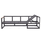 Ensemble sectionnel d'extérieur 3 pièces Chelsea en aluminium avec cadre noir pour patio, véranda et jardin
