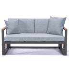 Ensemble sectionnel d'extérieur 3 pièces Chelsea en aluminium avec cadre noir pour patio, véranda et jardin