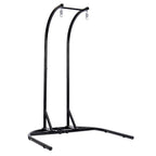 Chaise balançoire double suspendue en osier anthracite avec support et coussin