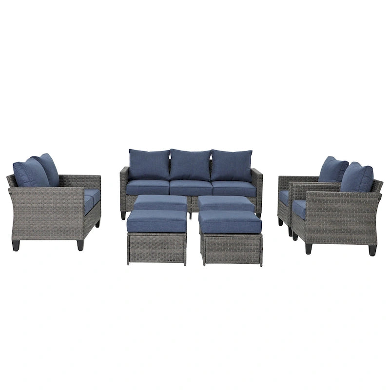Ensemble de mobilier de jardin canapé sectionnel 8 pièces
