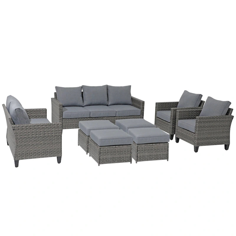 Ensemble de mobilier de jardin canapé sectionnel 8 pièces