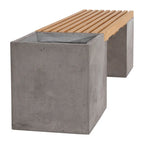 Banc de jardinière Ezra 170 cm d'intérieur/extérieur en béton et teck - S.O.
