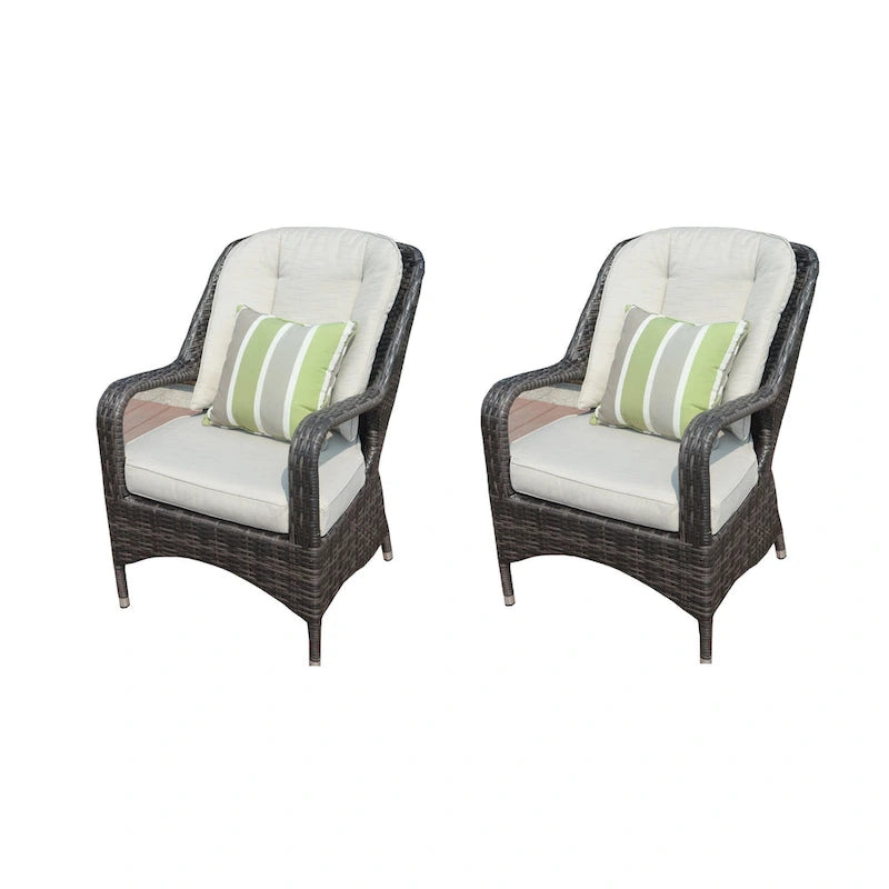 Ensemble de salle à manger ovale de 7 pièces en osier pour l'extérieur avec fauteuils