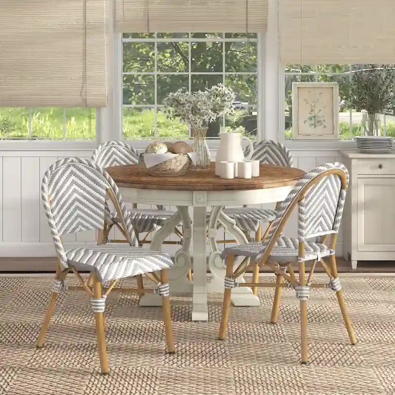 Chaises de patio en osier à chevrons Irene French (ensemble de 4) par Furniture of America - Lot de 4