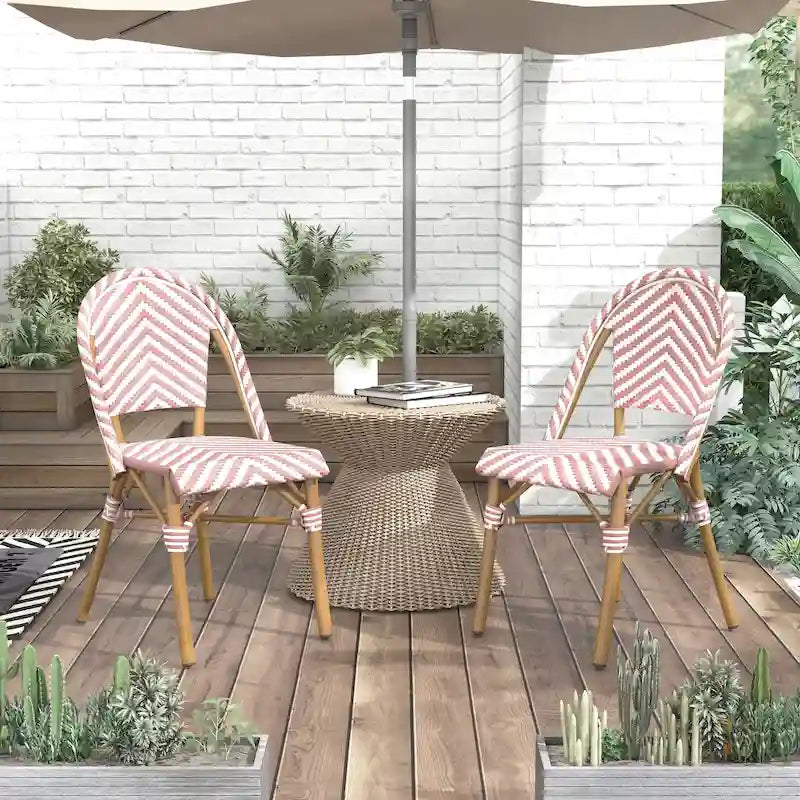 Chaises de patio en osier à chevrons Irene French (ensemble de 4) par Furniture of America - Lot de 4