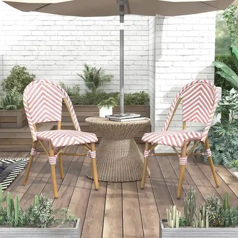 Chaises de patio en osier à chevrons Irene French (ensemble de 4) par Furniture of America - Lot de 4