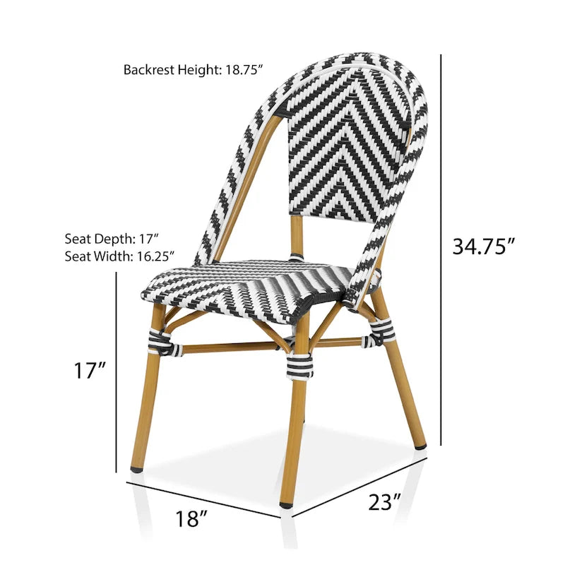 Chaises de patio en osier à chevrons Irene French (ensemble de 4) par Furniture of America - Lot de 4