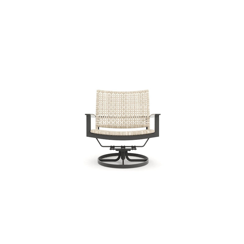 Fauteuil pivotant Winston Jasper en étain texturé et tissage hêtre