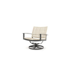 Fauteuil pivotant Winston Jasper en étain texturé et tissage hêtre