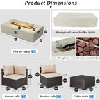 Ensemble de mobilier de patio 8 pièces UPHA avec table de foyer en béton au propane, ensemble de canapé sectionnel d'extérieur