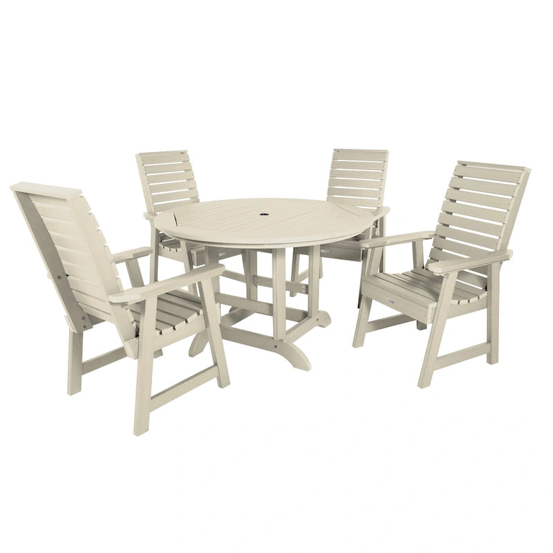 Ensemble de salle à manger d'extérieur 5 pièces Weatherly – Table ronde 48 pouces, hauteur repas