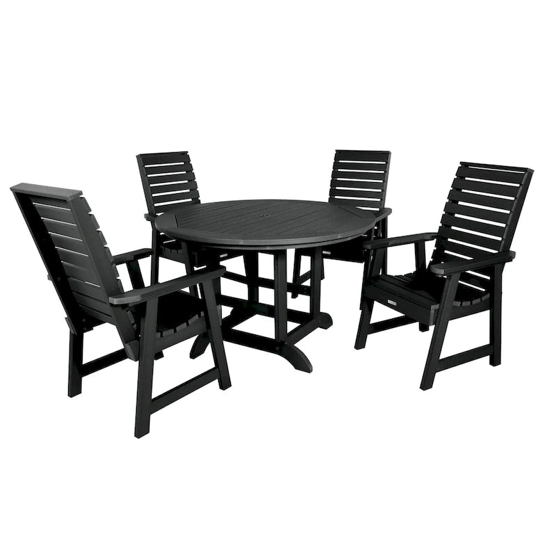 Ensemble de salle à manger d'extérieur 5 pièces Weatherly – Table ronde 48 pouces, hauteur repas