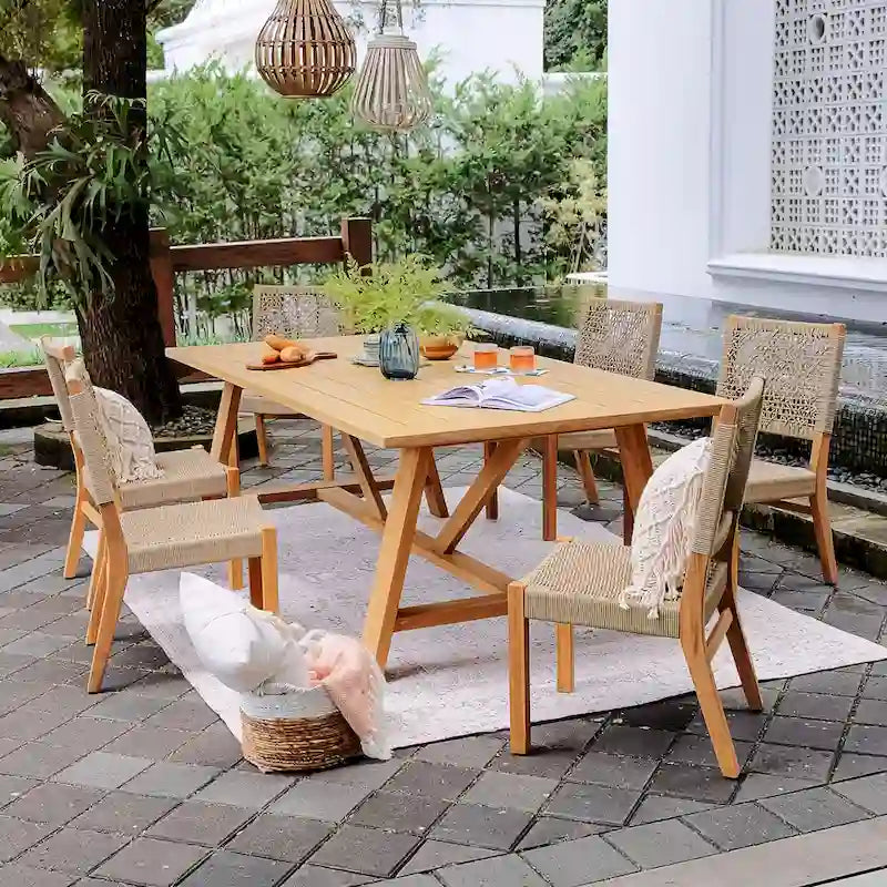 Ensemble de salle à manger d'extérieur Cambridge Casual Nassau en teck, 7 pièces