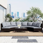 Ensemble de canapés de jardin modulables en rotin, demi-lune, avec coussins et table