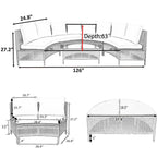Ensemble de canapés de jardin modulables en rotin, demi-lune, avec coussins et table
