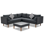 Ensemble de canapé d'angle en osier 4 pièces pour terrasse extérieure avec oreillers