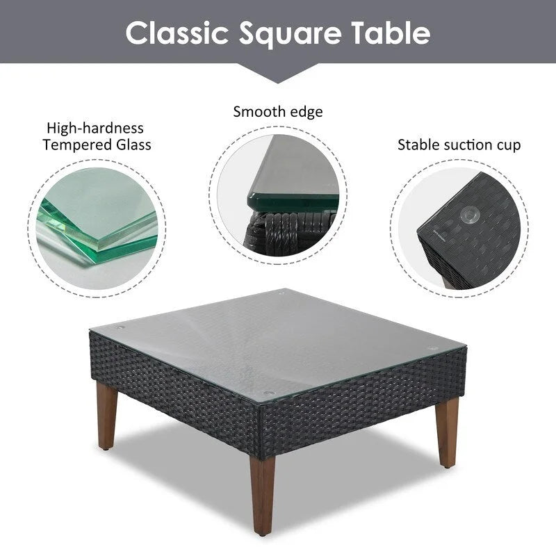 Ensemble de canapé d'angle en osier 4 pièces pour terrasse extérieure avec oreillers