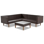 Ensemble de canapé d'angle en osier 4 pièces pour terrasse extérieure avec oreillers