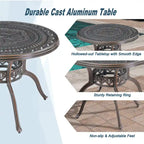 Ensemble de salle à manger de patio en fonte d'aluminium 5 pièces avec 4 chaises pivotantes