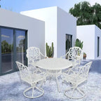 Ensemble de salle à manger de patio en fonte d'aluminium 5 pièces avec 4 chaises pivotantes