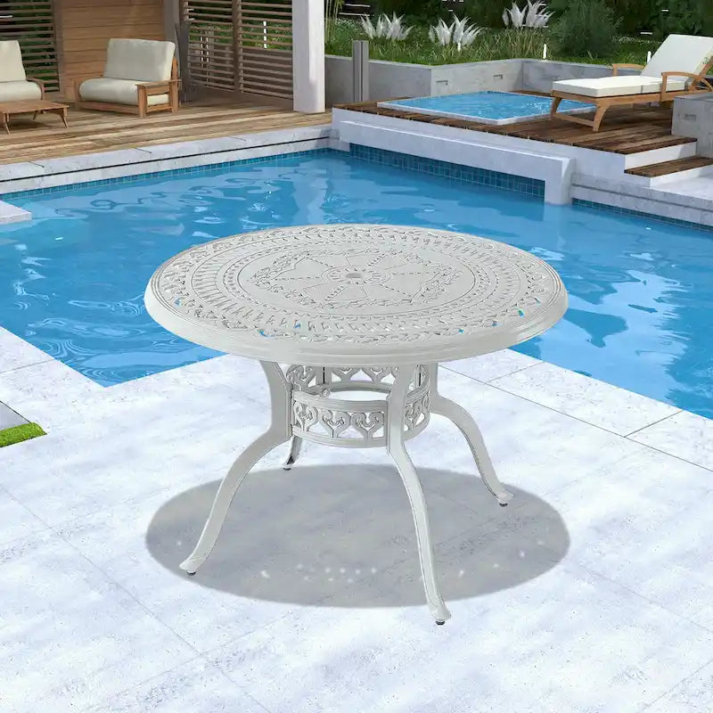 Ensemble de salle à manger de patio en fonte d'aluminium 5 pièces avec 4 chaises pivotantes