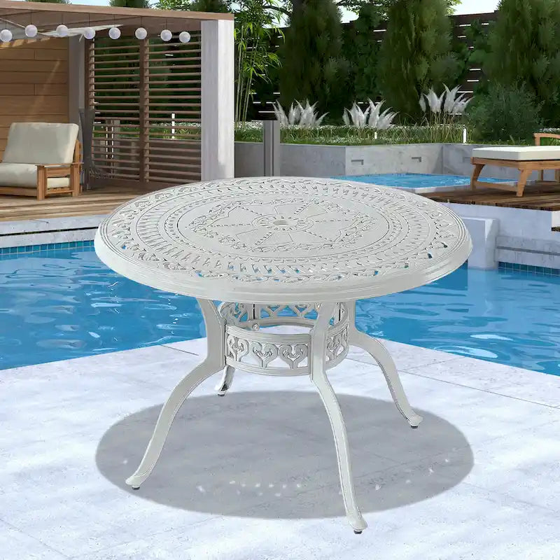 Ensemble de salle à manger de patio en fonte d'aluminium 5 pièces avec 4 chaises pivotantes