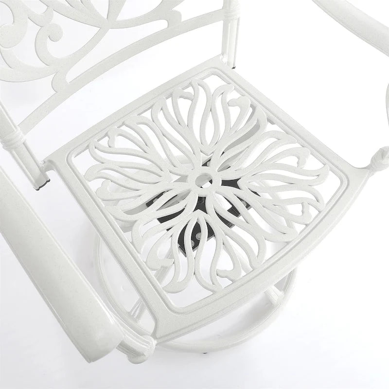 Ensemble de salle à manger de patio en fonte d'aluminium 5 pièces avec 4 chaises pivotantes