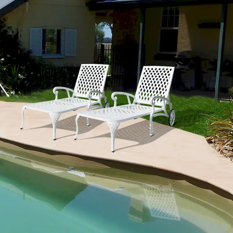 Chaise longue inclinable étanche en aluminium (lot de 2)