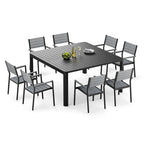 Mobilier de salle à manger d'extérieur : table extensible avec rallonge, chaises empilables, aluminium - Voir photo