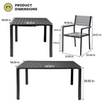 Mobilier de salle à manger d'extérieur : table extensible avec rallonge, chaises empilables, aluminium - Voir photo