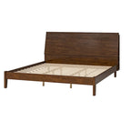 Lit plateforme mi-century moderne en bois massif avec ports USB et espace de rangement