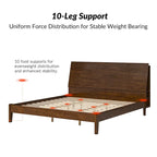 Lit plateforme mi-century moderne en bois massif avec ports USB et espace de rangement