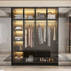 Armoire moderne à cadre en aluminium : design spacieux avec éclairage LED