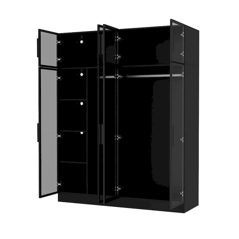 Armoire moderne à cadre en aluminium : design spacieux avec éclairage LED