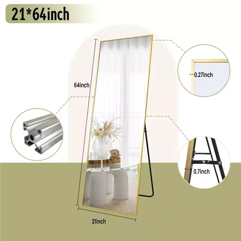 HOMLUX 64x21/58x18 Miroir rectangulaire sur pied, grand miroir de salle de bain