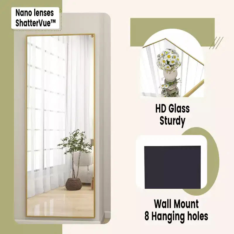 HOMLUX 64x21/58x18 Miroir rectangulaire sur pied, grand miroir de salle de bain
