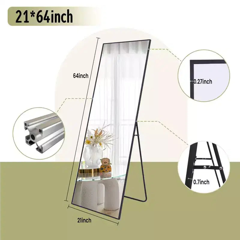 HOMLUX 64x21/58x18 Miroir rectangulaire sur pied, grand miroir de salle de bain