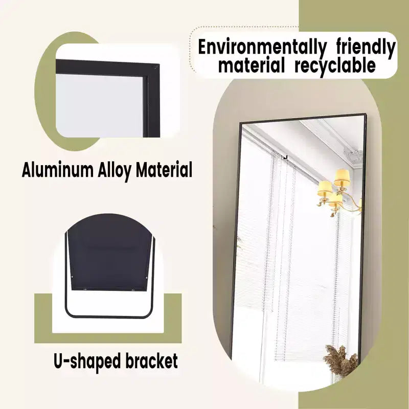 HOMLUX 64x21/58x18 Miroir rectangulaire sur pied, grand miroir de salle de bain