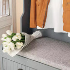 Porte-manteau 3-en-1 en bois Famapy avec banc de rangement à 4 crochets métalliques